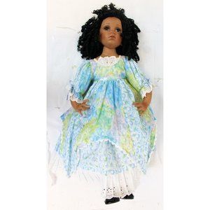 Paradise Galleries Donna Rubert Porcelain 24'' Doll Black Kaylee Porcelain Cloth